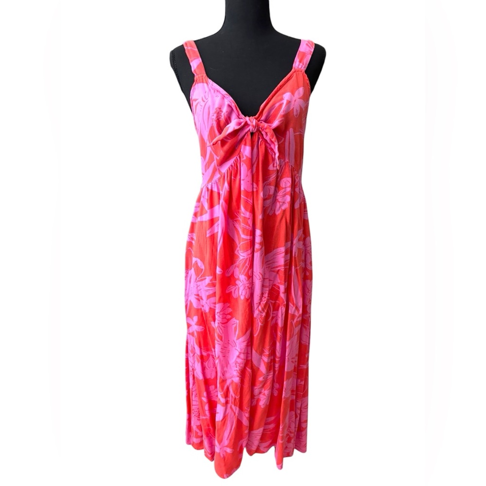 Goa Beachwear by japna Orange pink floral island vacation resort wear maxi dress